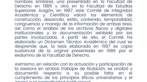 ¿Qué dijo la FES Aragón sobre la tesis de la ministra Yasmín Esquivel?