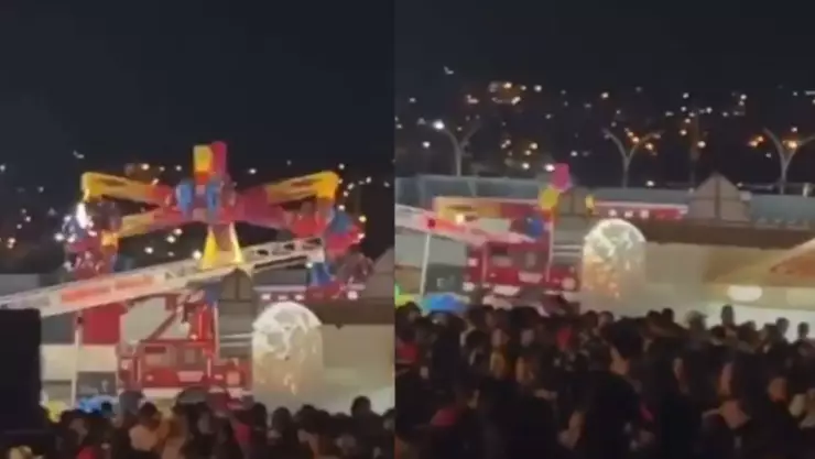 VIDEO: Juego mecánico colapsó en Nogales; hay Bomberos heridos