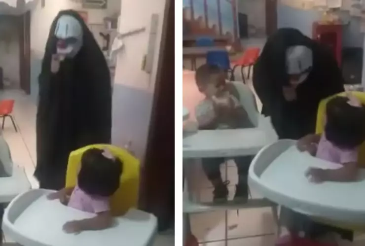 VIDEO_ ¡De terror! Con máscaras asustan a niños en guardería