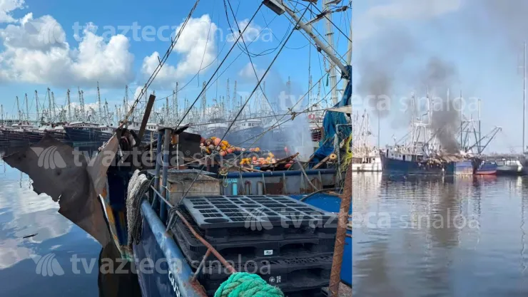Explosión e incendio en un barco en Parque Bonfil, Mazatlán