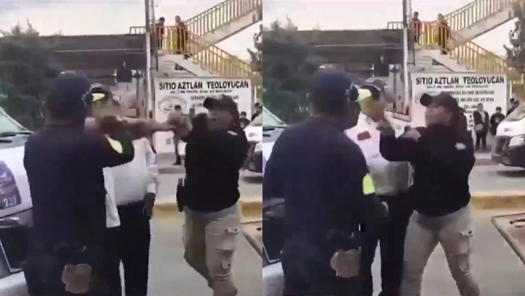 policía de Teoloyucan cachetea a chofer