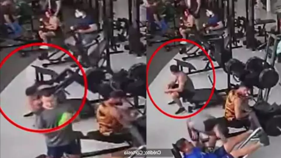 Aparato para ejercicio le cae a hombre en la espalda