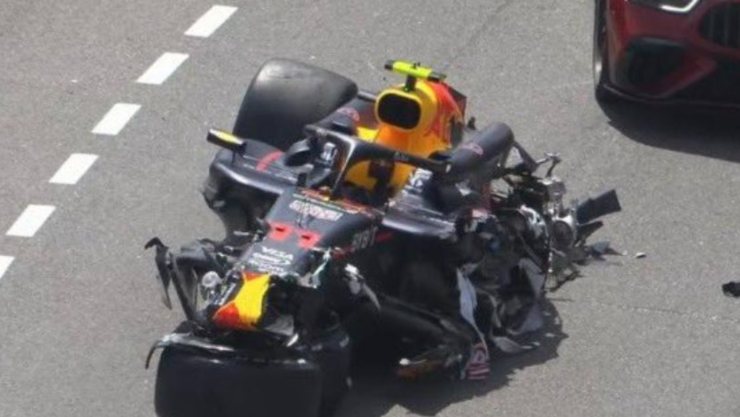 VIDEO Auto de Checo Pérez destrozado accidente Mónaco F1