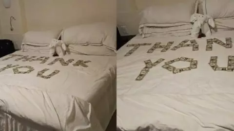 Cozumel_ Turistas agradecen a camarista con dólares en la cama