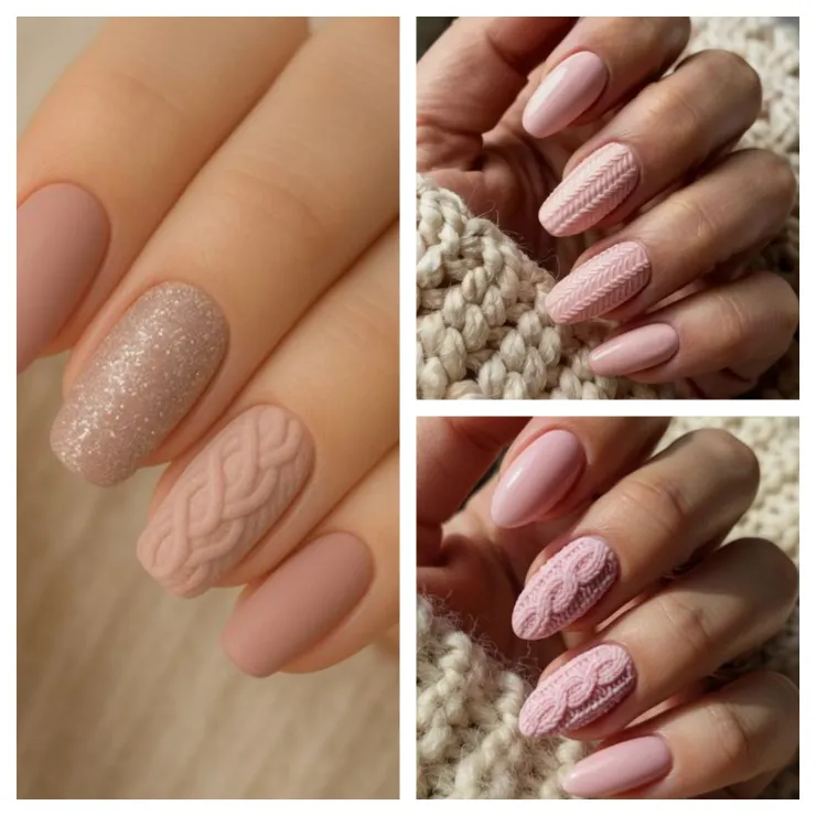 diseños de uñas efecto suéter