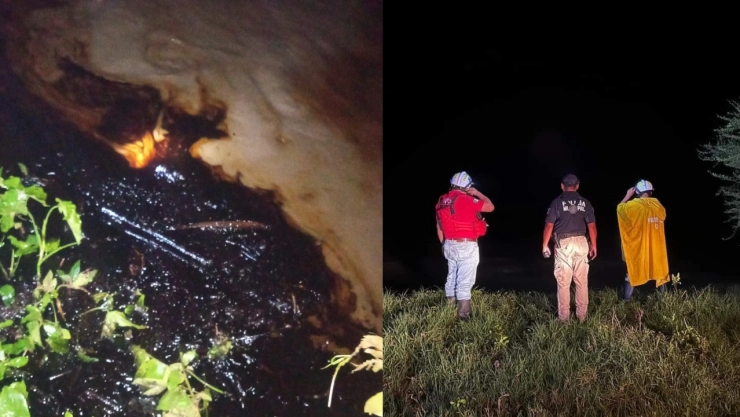 Se registra fuga de combustible en el río San Marcos, en Xicotepec