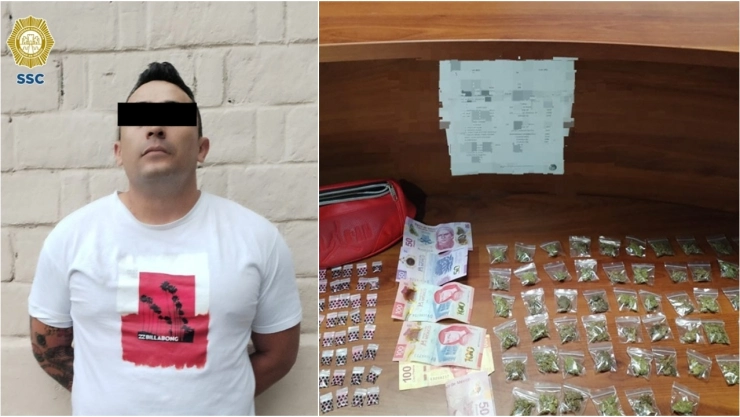 El sujeto fue capturado en posesión de posible droga y dinero.