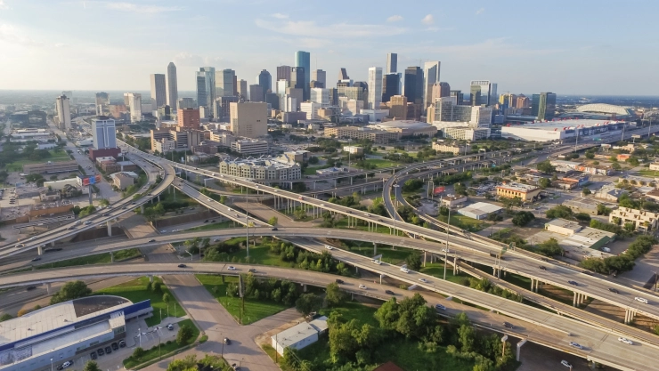 Vista aérea de la carretera I-45 de Texas