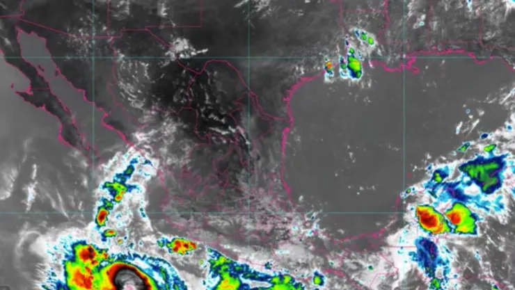 Mapa satelital de las lluvias por huracán “Narda”.