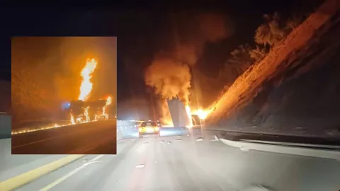 Cierran la autopista Puerto Vallarta-Guadalajara por fuerte accidente e incendio de un tráiler hoy 18 de noviembre