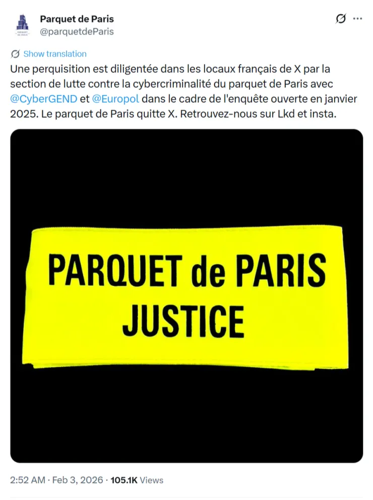 Fiscalía de París sobre caso de Elon Musk.