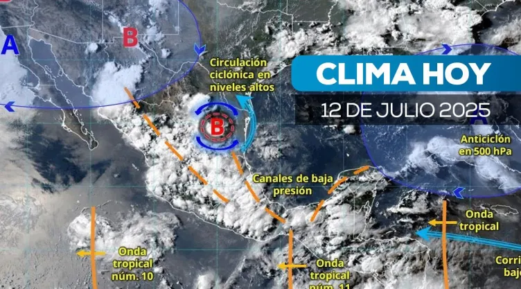El clima del 12 de julio estará marcado por lluvias intensas, calor extremo y vientos fuertes en varios estados del país, informa el Servicio Meteorológico Nacional.