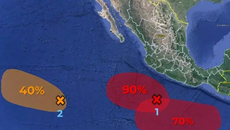 Mantienen vigilancia en el Pacífico por TRES zonas de baja presión; dos de ellas tienen alto potencial ciclónico