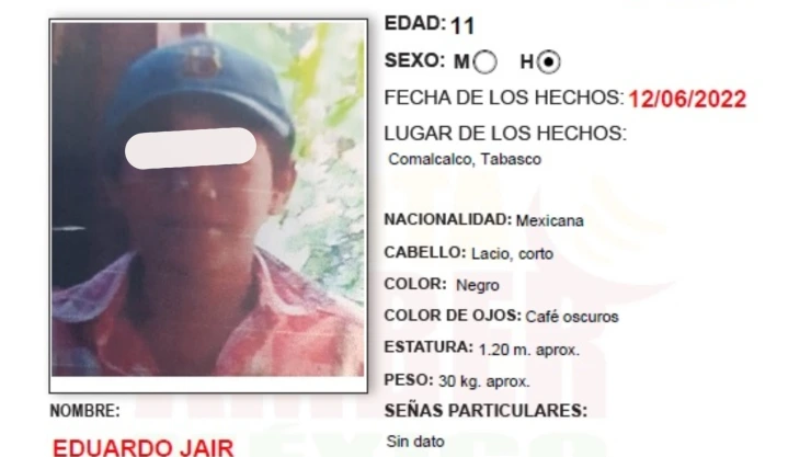 Desactivan Alerta Amber Jair Escudero Tabasco