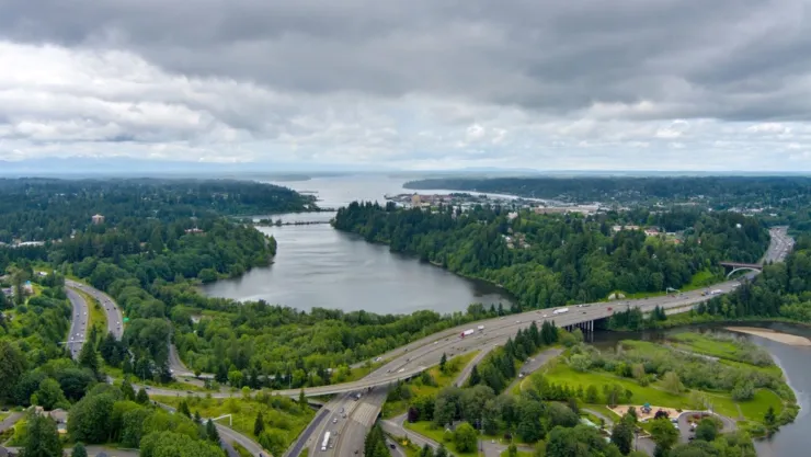 Vista aérea de Olympia, Washington.