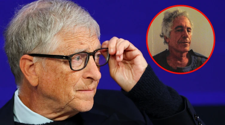 Bill Gates asiste a la 56.ª reunión anual del Foro Económico Mundial (FEM) en Davos, Suiza, el 21 de enero de 2026 y en un círculo rojo a la derecha: Jeffrey Epstein posa en un documento de investigación de la Oficina Federal de Prisiones relacionado con un posible intento de suicidio ocurrido el 23 de julio de 2019 en el Centro Correccional Metropolitano de Nueva York. Este documento forma parte de un nuevo conjunto de documentos de las investigaciones sobre el difunto financiero y delincuente sexual convicto. Departamento de Justicia de EE. UU.