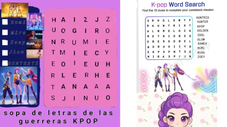Sopa de letras de Kpop Demon Hunters para principiantes y nivel medio.jpeg