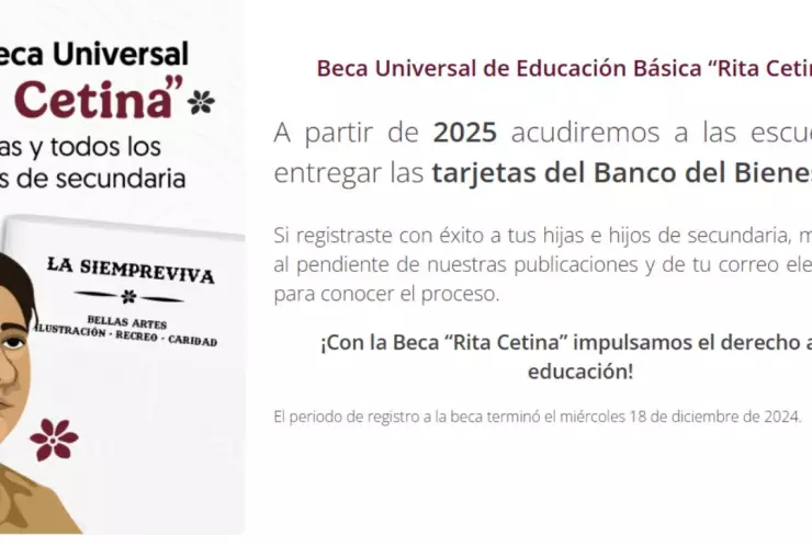 Tarjeta Beca Rita Cetina 2025 para estudiantes de secundaria