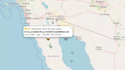 Fuerte sismo de 4.3 sacude el noroeste de Vicente Guerrero este 2 de septiembre de 2025