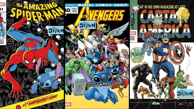 Stitch llega al Universo Marvel con portadas variantes en Spider-Man, X-Men y más