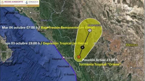 Huracán Orlene  tormenta tropical Durango