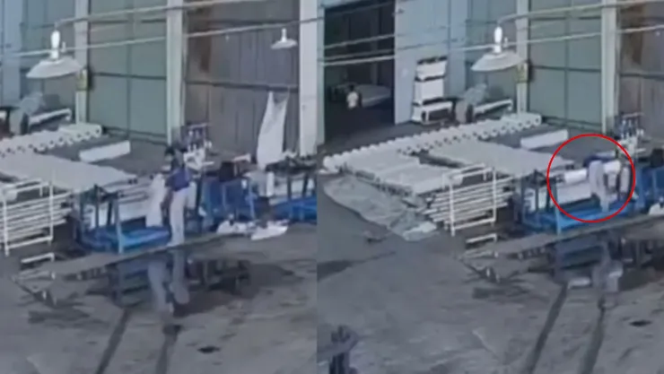 Hombre atrapado por máquina de textil