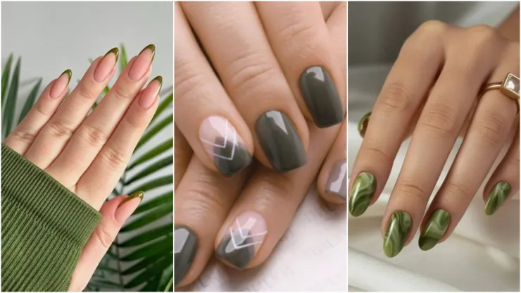modelos de uñas verde oliva