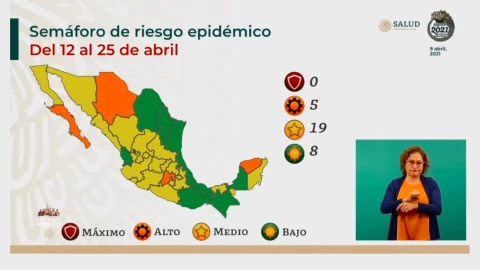 Semáforo COVID: 8 estados en verde y 19 en amarillo