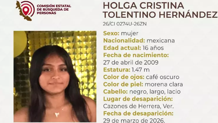 ¡Ayúdala a volver! Holga Cristina Tolentino Hernández, menor desaparecida en Veracruz ¿Qué sabemos de su desaparición?