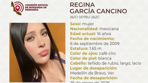 Regina García Cancino, menor desaparecida en Veracruz
