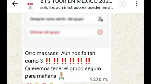 Grupo de WhatsApp donde estafaban a las fans de BTS