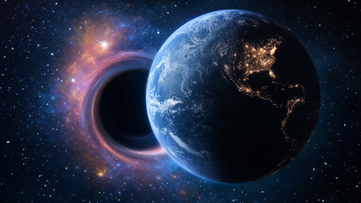 agujero negro y Tierra