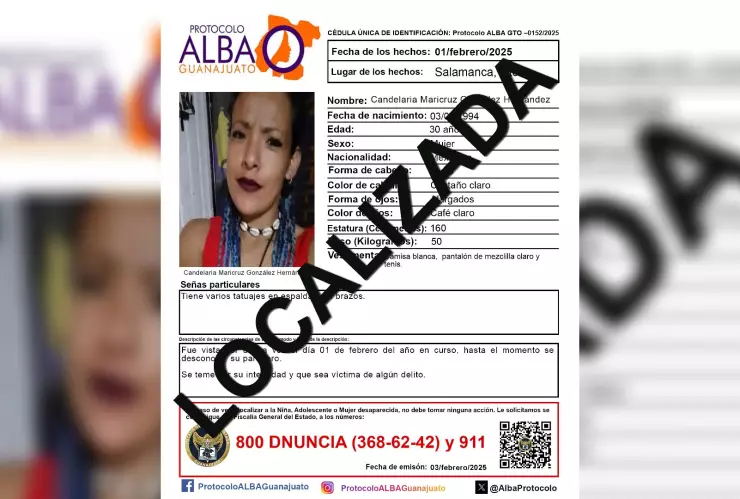 Localizan sin vida a Candelaria Maricruz González Hernández, en Salamanca, Gto 14 marzo 2025