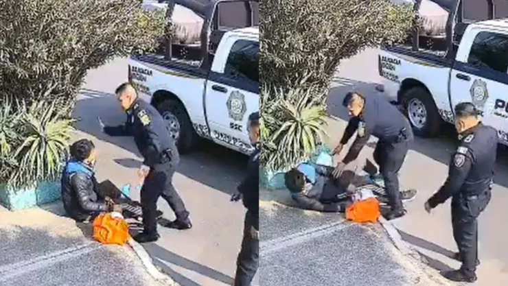 VIDEO: Captan como policía cacheteó a joven jardinero que descansaba en banqueta; desata indignación en CDMX