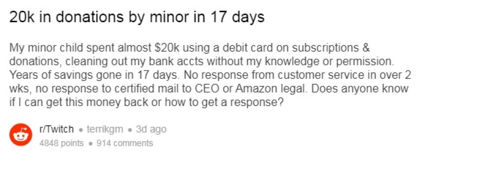 Reddit 20k USD niño