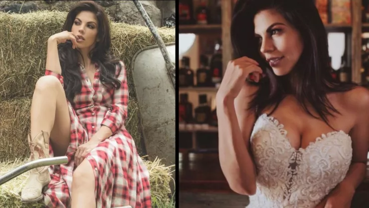 Foto de África Zavala en una alberca al natural