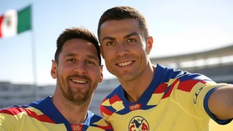 Messi y Cristiano Ronaldo, imagen creada con Inteligencia Artificial.