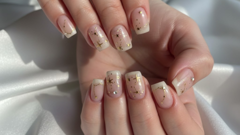 Uñas con dorado Año Nuevo