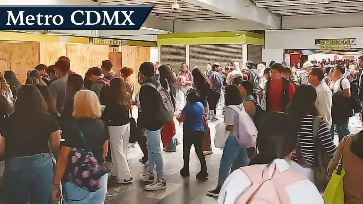 filas para poder ingresar a la L&iacute;nea 3 del Metro CDMX hoy