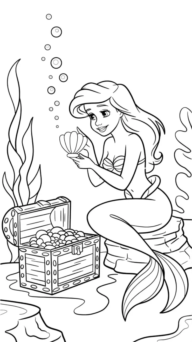 5 plantillas de Ariel, la Sirenita, para imprimir y colorear