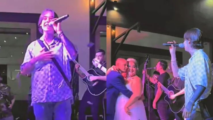 Natanael Cano canta en una boda