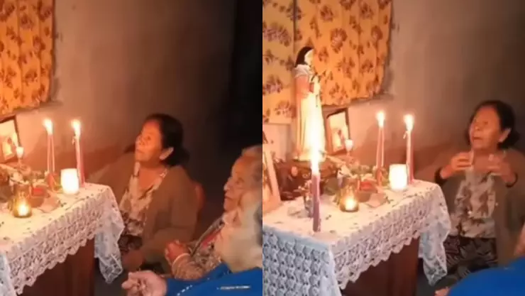 "¡Protégenos señor!": Mujeres son sorprendidas por ‘el diablo’ en pleno rezo
