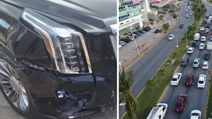 Accidente en la avenida Bonampak en Cancún provoca tráfico lento