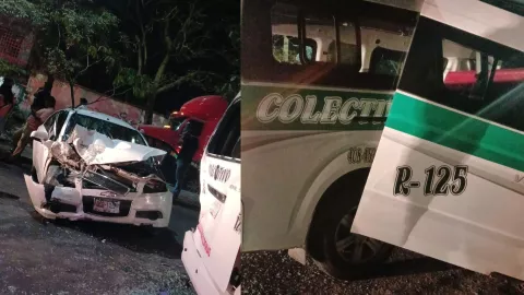 Ruta 125 choca en la carretera Emiliano Zapata en Loma Bonita Terán
