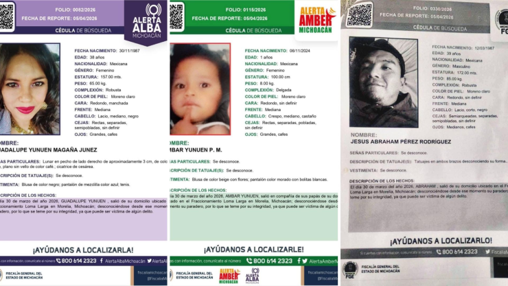 Familia desaparecida Morelia Michoacán marzo 2026