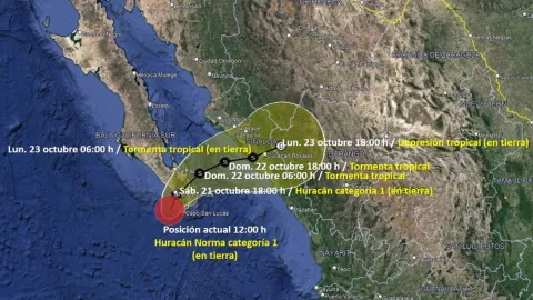 Norma llegará a Sinaloa el lunes 21 de octubre