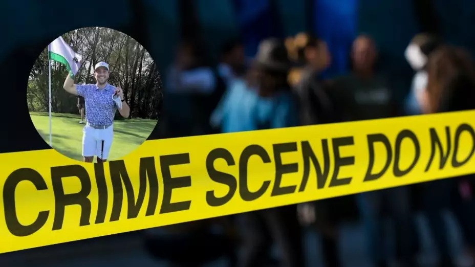 Foto de cinta de escena del crimen y de Giovanni Robinson, golfista asesinado en Wisconsin.