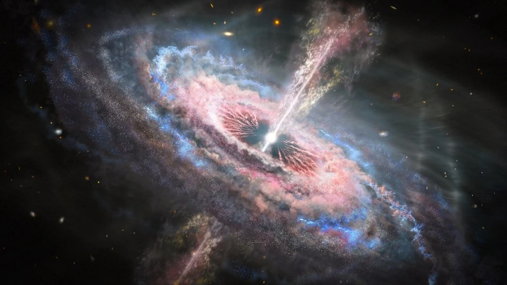 quasar en el centro de una galaxia