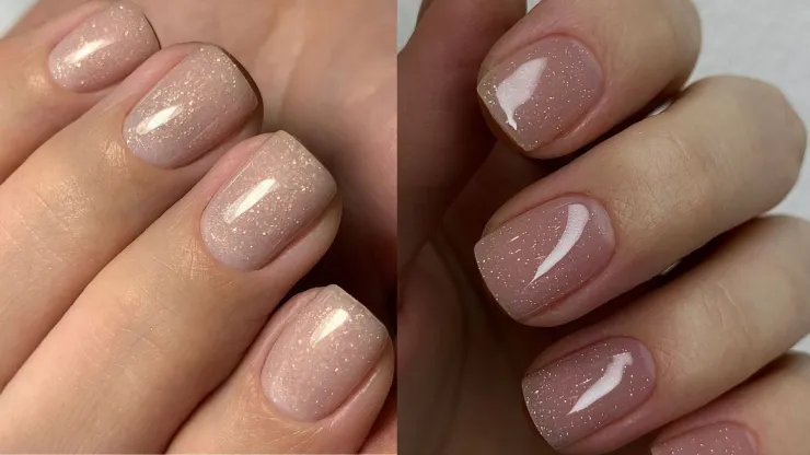 19 ideas de uñas nude con brillos: se ven hermosas en cortas o largas y serás la sensación en Navidad.