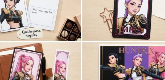 4 photocards de Huntrix para personalizar tus regalos y decorar tu colección